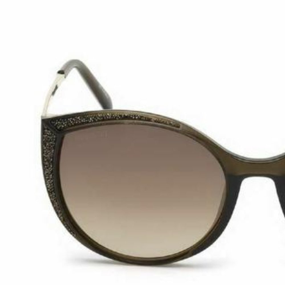 Swarovski SK 168 45F Brown Glitter Round Cat Sunglasses - Picture 3 of 7